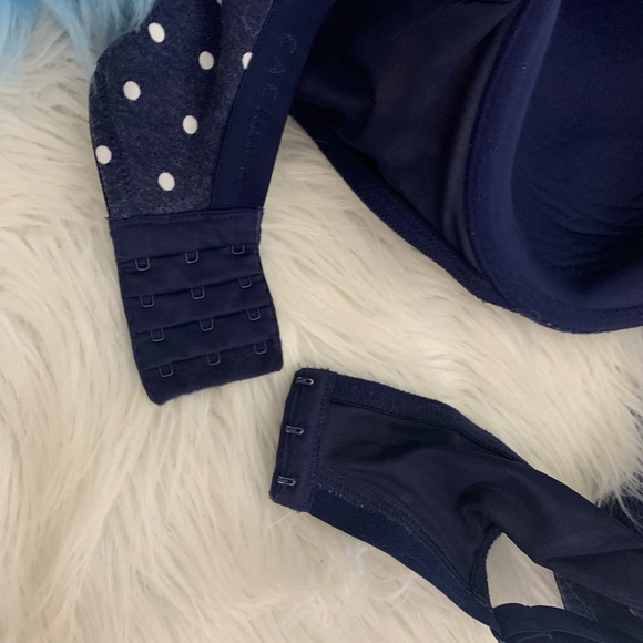 Cacique Lane Bryant Navy Cotton Polka Dot Support Bra 40D - Picture 4 of 6